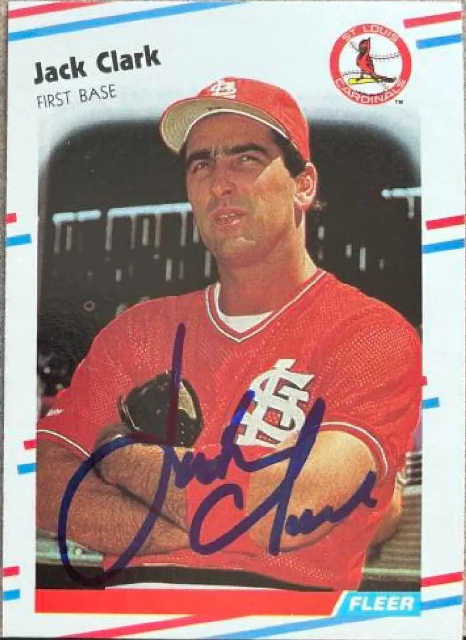 Jack Clark Signed 1988 Fleer Baseball Card - St Louis Cardinals