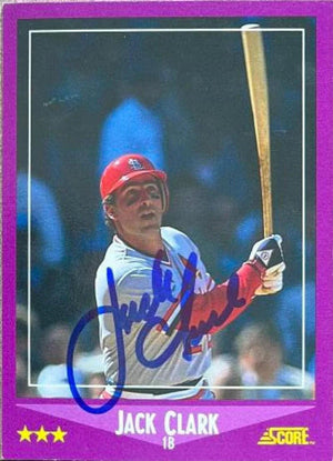 Jack Clark Signed 1988 Score Baseball Card - St Louis Cardinals 100 - PastPros