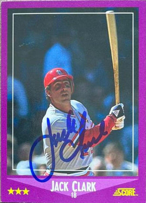 Jack Clark Signed 1988 Score Baseball Card - St Louis Cardinals #100 - PastPros