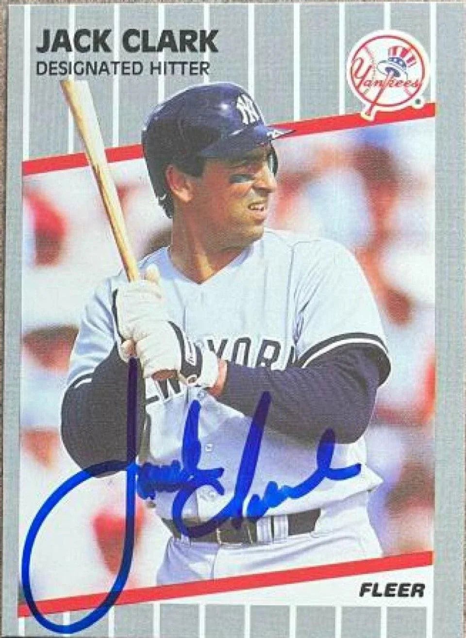 Jack Clark Signed 1989 Fleer Baseball Card - New York Yankees