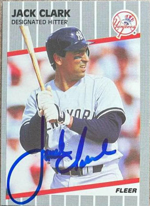 Jack Clark Signed 1989 Fleer Baseball Card - New York Yankees