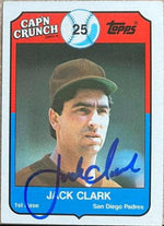 Jack Clark Signed 1989 Topps Cap'n Crunch Baseball Card - San Diego Padres