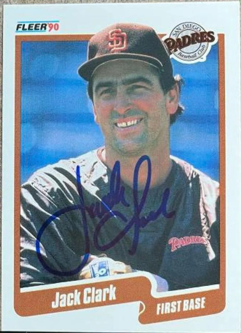 Jack Clark Signed 1990 Fleer Baseball Card - San Diego Padres