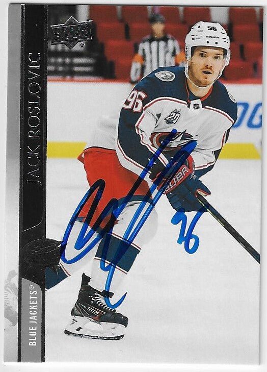 Jack Roslovic Signed 2020-21 Upper Deck Hockey Card - Columbus Blue Jackets