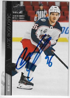 Jack Roslovic Signed 2020-21 Upper Deck Hockey Card - Columbus Blue Jackets