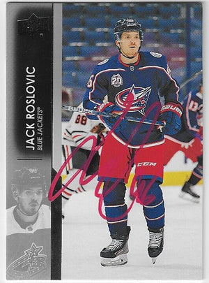 Jack Roslovic Signed 2021-22 Upper Deck Hockey Card - Columbus Blue Jackets