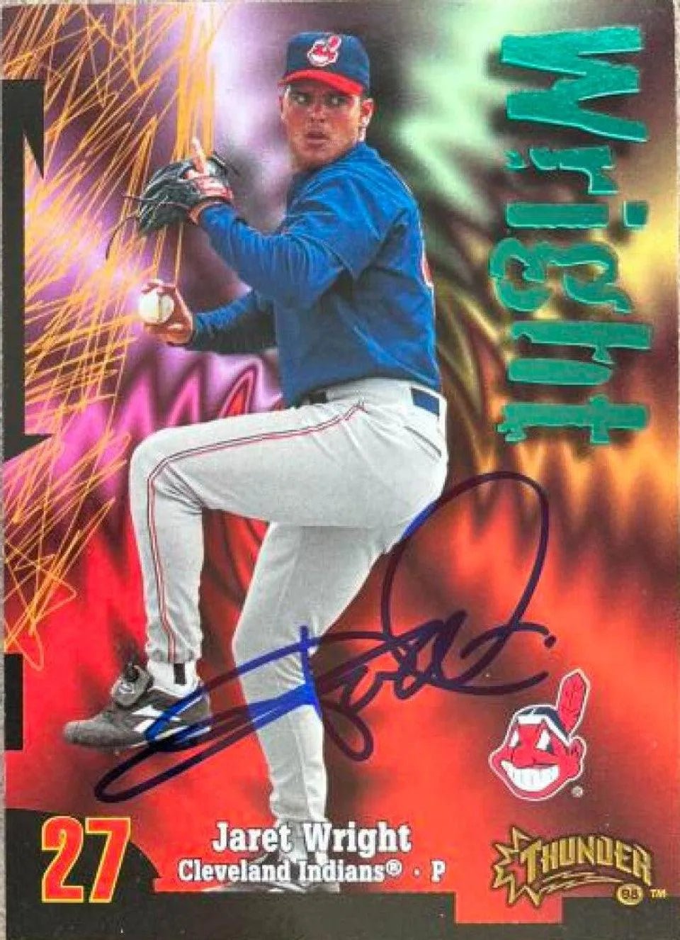 Jaret Wright Signed 1998 Circa Thunder Baseball Card - Cleveland Indians