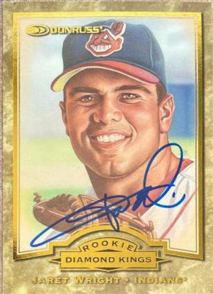 Jaret Wright Signed 1998 Donruss Rookie Diamond Kings Baseball Card - Cleveland Indians - PastPros