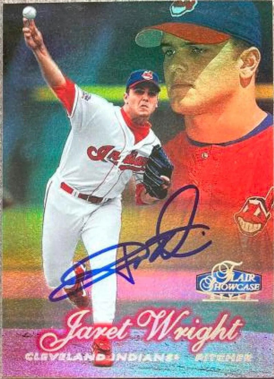 Jaret Wright Signed 1998 Flair Showcase Row 2 (Style) Baseball Card - Cleveland Indians