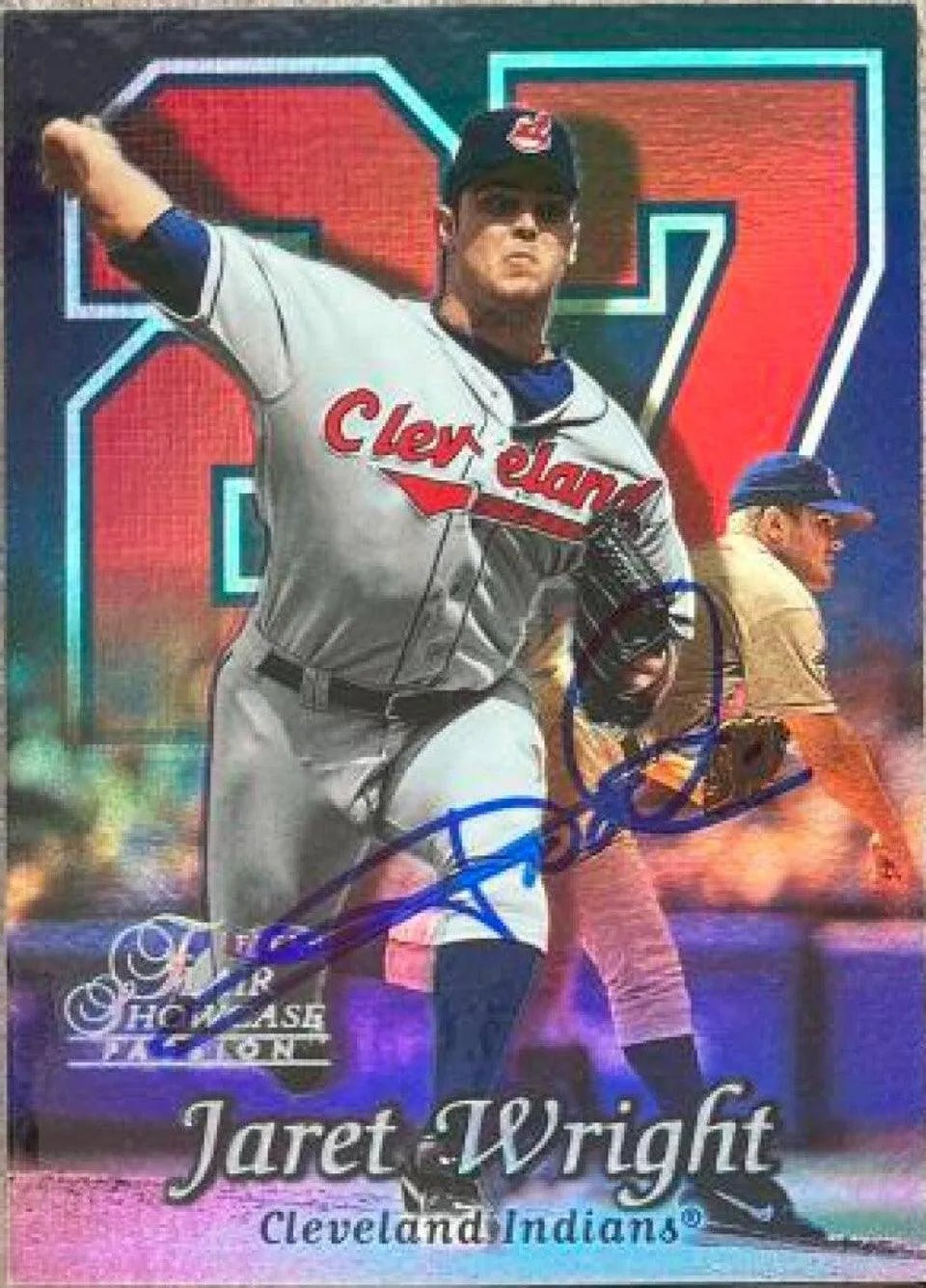 Jaret Wright Signed 1999 Flair Showcase Row 2 (Passion) Baseball Card - Cleveland Indians