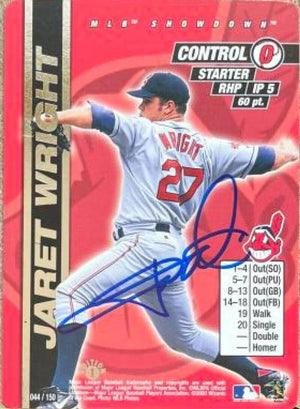 Jaret Wright Signed 2000 MLB Showdown Pennant Run 1st Edition Baseball Card - Cleveland Indians