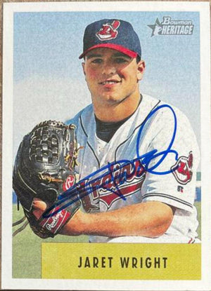 Jaret Wright Signed 2002 Bowman Heritage Baseball Card - Cleveland Indians - PastPros