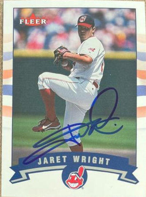 Jaret Wright Signed 2002 Fleer Baseball Card - Cleveland Indians - PastPros