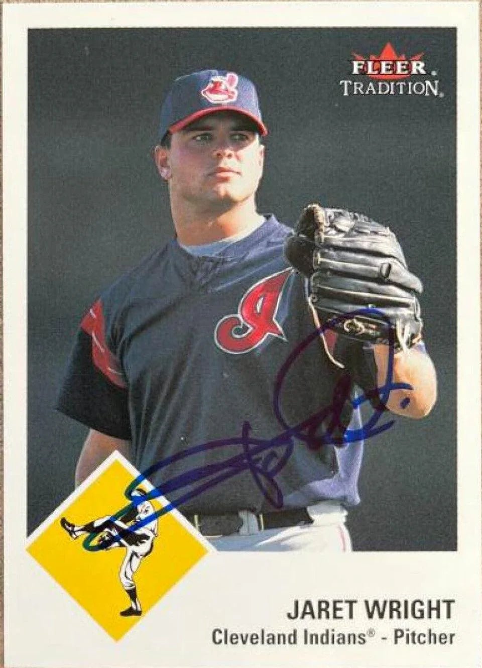 Jaret Wright Signed 2003 Fleer Tradition Baseball Card - Cleveland Indians