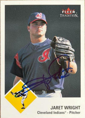 Jaret Wright Signed 2003 Fleer Tradition Baseball Card - Cleveland Indians - PastPros