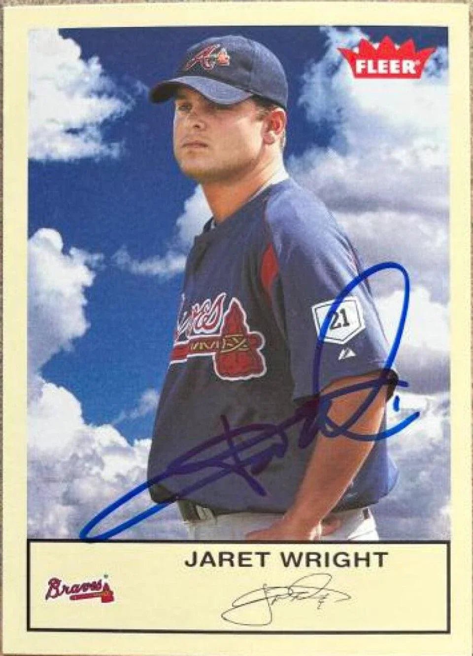 Jaret Wright Signed 2005 Fleer Tradition Baseball Card - Atlanta Braves