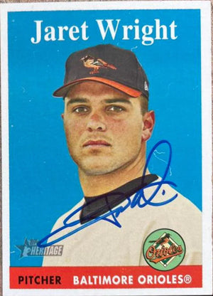 Jaret Wright Signed 2007 Topps Heritage Baseball Card - Baltimore Orioles - PastPros