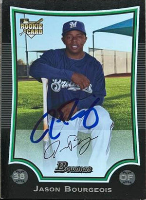 Jason Bourgeois Signed 2009 Bowman Baseball Card - Milwaukee Brewers - PastPros