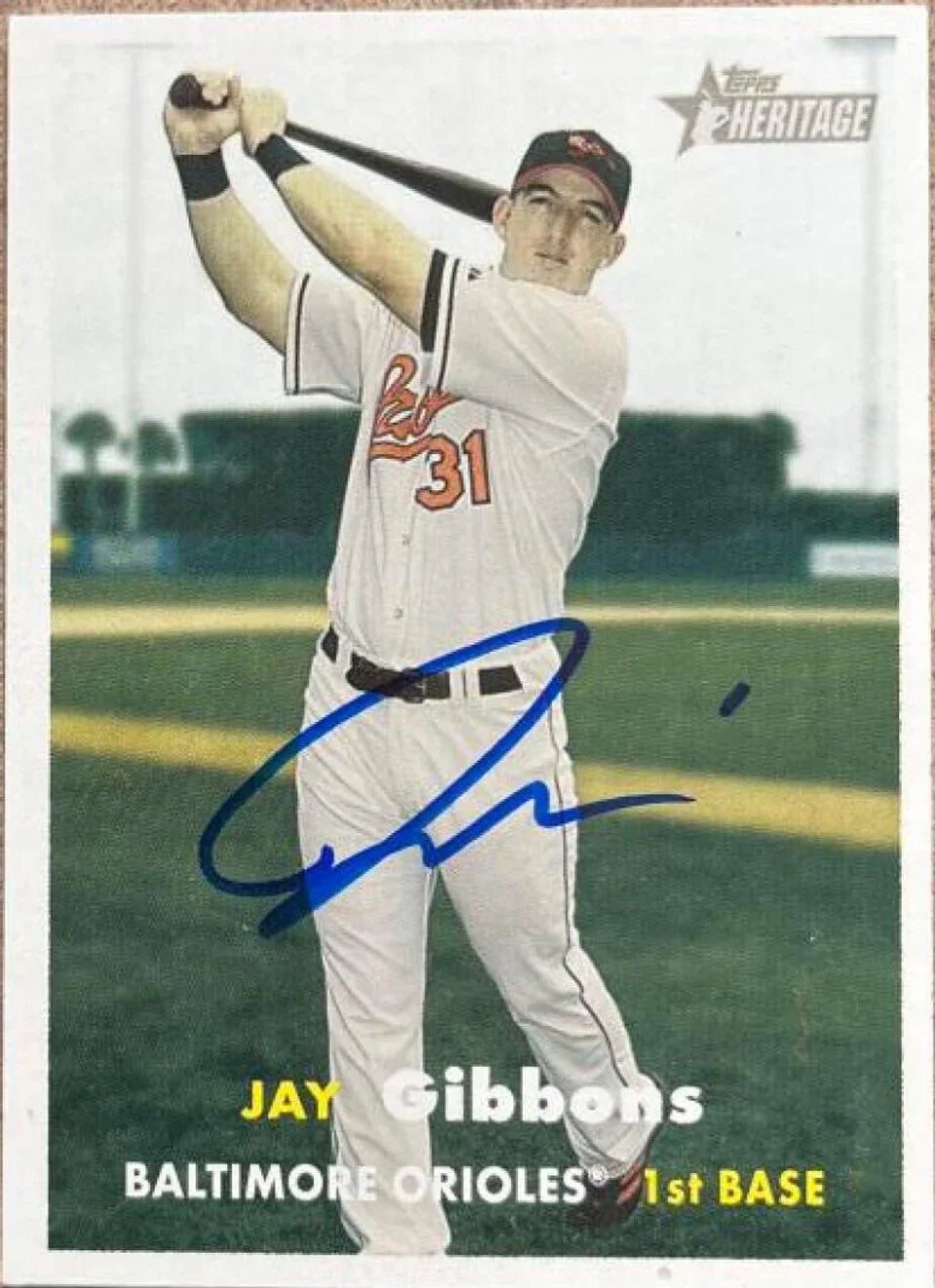 Jay Gibbons Signed 2006 Topps Heritage Baseball Card - Baltimore Orioles - PastPros
