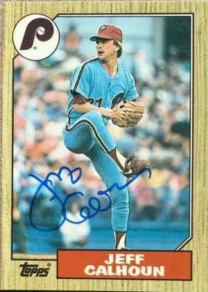 Jeff Calhoun Signed 1987 Topps Traded TIFFANY Baseball Card - Philadelphia Phillies #16T