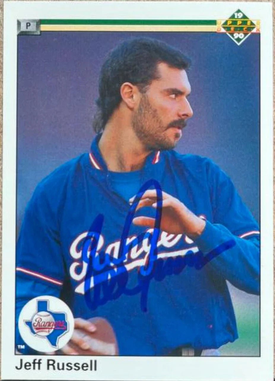 Jeff Russell Signed 1990 Upper Deck Baseball Card - Texas Rangers