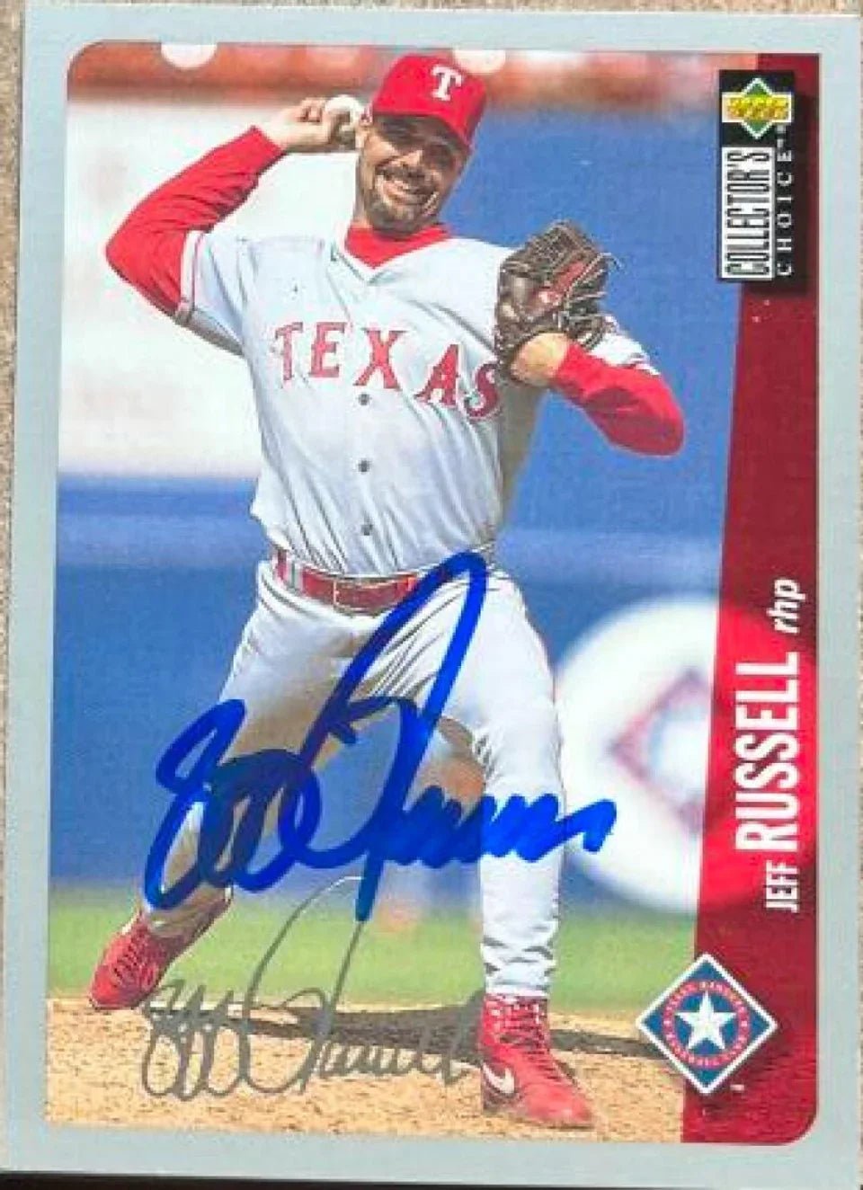 Jeff Russell Signed 1996 Collector's Choice Silver Signature Baseball Card - Texas Rangers