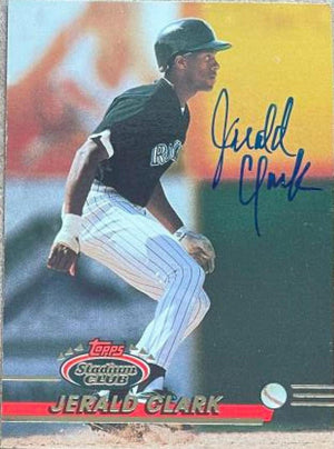 Jerald Clark Signed 1993 Stadium Club Baseball Card - Colorado Rockies - PastPros