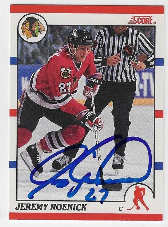 Jeremy Roenick Signed 1990-91 Score Hockey Card - Chicago Blackhawks
