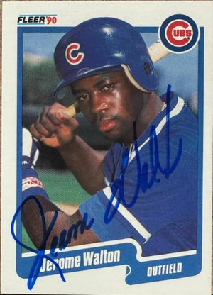 Jerome Walton Signed 1990 Fleer Baseball Card - Chicago Cubs #44
