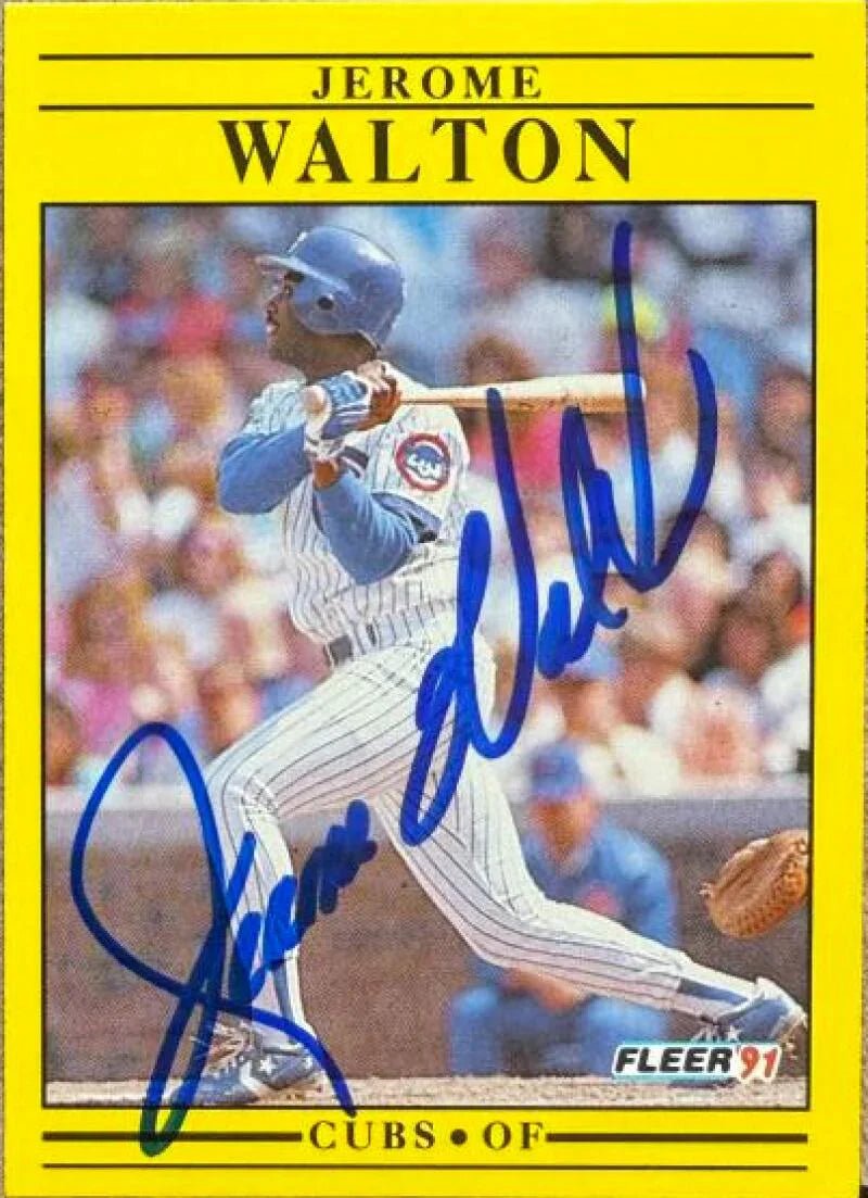 Jerome Walton Signed 1991 Fleer Baseball Card - Chicago Cubs #437