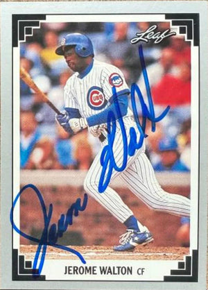 Jerome Walton Signed 1991 Leaf Baseball Card - Chicago Cubs #39