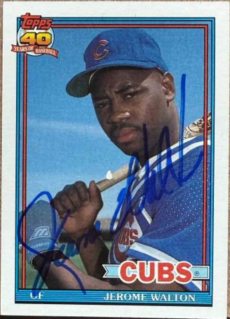 Jerome Walton Signed 1991 Topps Baseball Card - Chicago Cubs #135