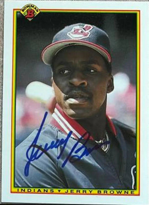 Jerry Browne Signed 1990 Bowman Tiffany Baseball Card - Cleveland Indians