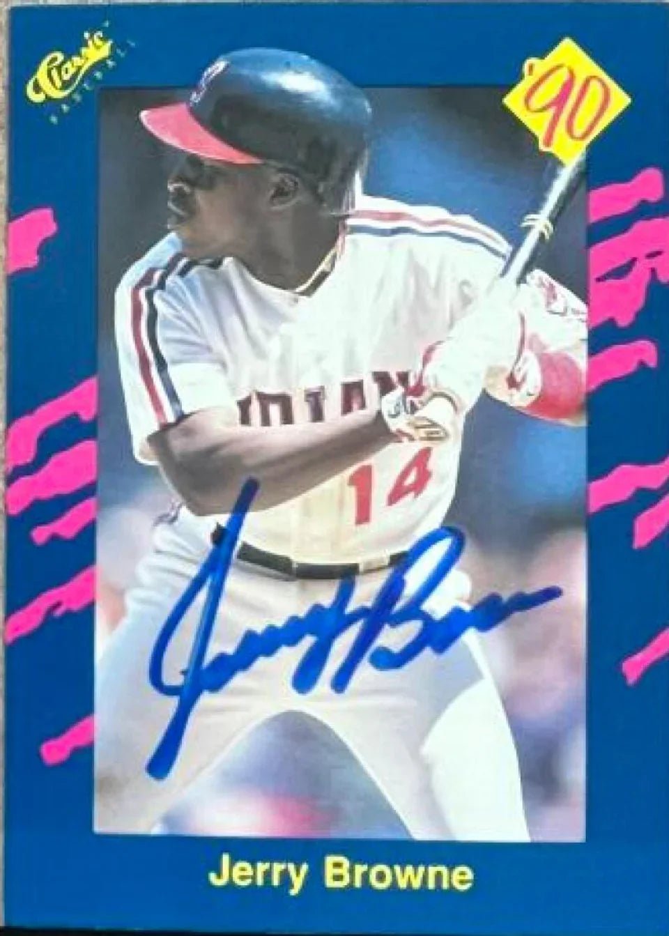 Jerry Browne Signed 1990 Classic Blue Baseball Card - Cleveland Indians