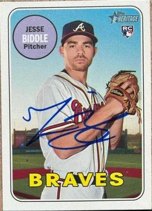 Jesse Biddle Signed 2018 Topps Heritage Baseball Card - Atlanta Braves