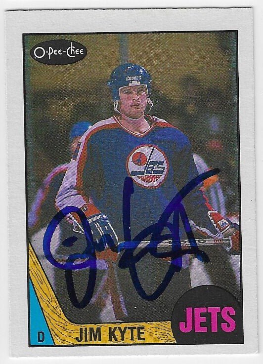 Jim Kyte Signed 1987-88 O-Pee-Chee Hockey Card - Winnipeg Jets