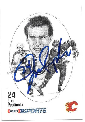 Jim Peplinski Signed 1986-87 Kraft Drawings Hockey Card - Calgary Flames