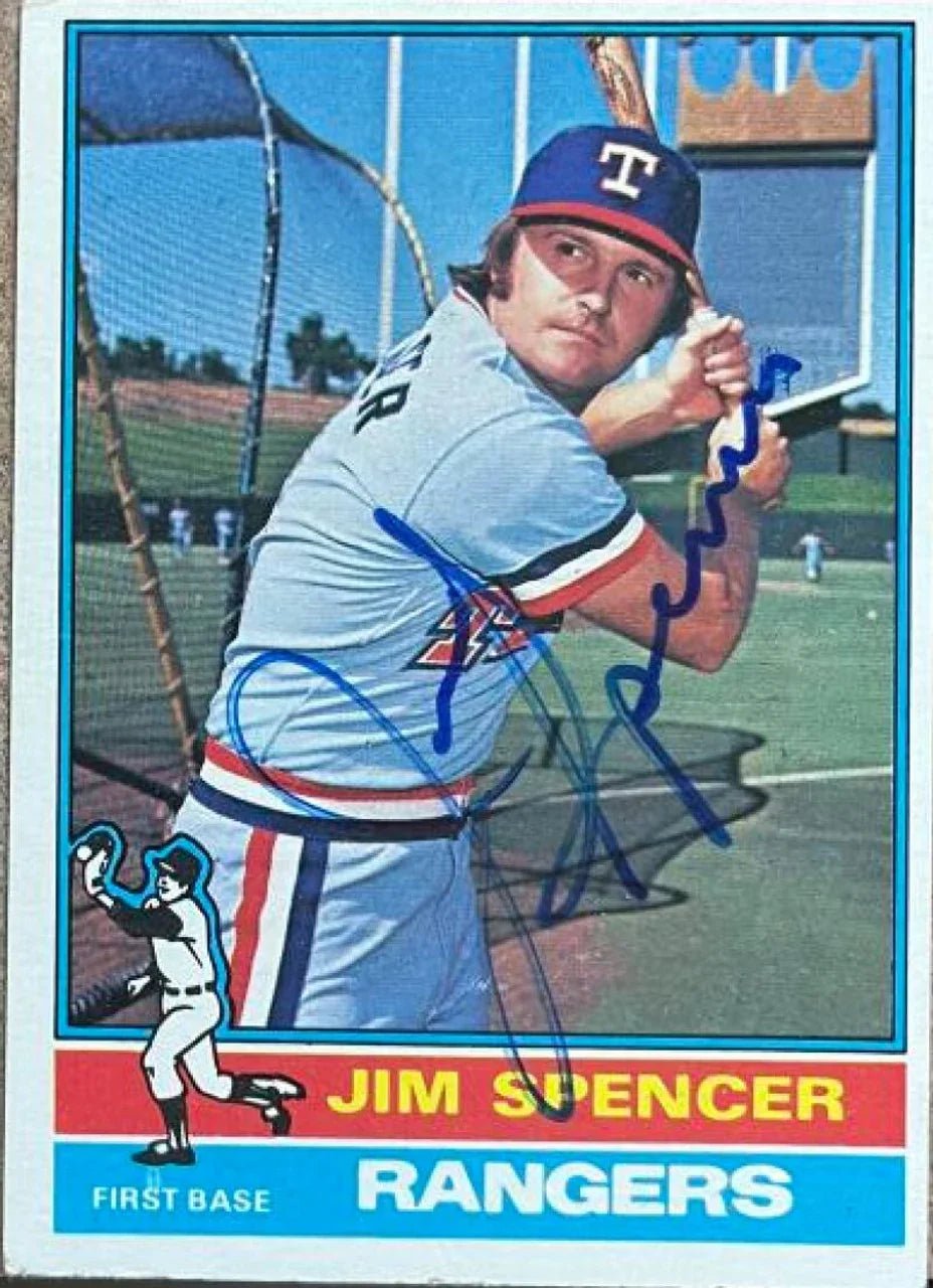 Jim Spencer Signed 1976 Topps Baseball Card - Texas Rangers - PastPros