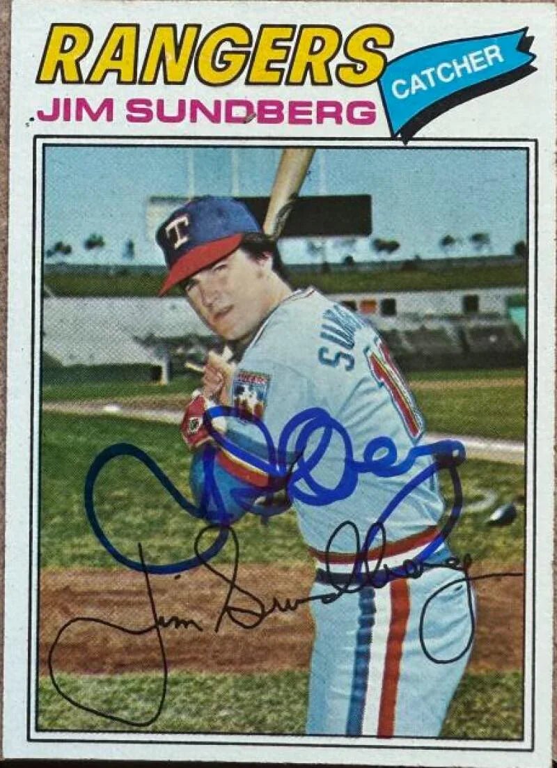 Jim Sundberg Signed 1977 Topps Baseball Card - Texas Rangers #351