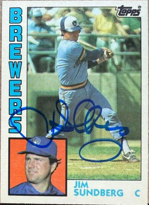 Jim Sundberg Signed 1984 Topps Traded Baseball Card - Milwaukee Brewers 114T - PastPros