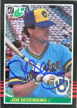 Jim Sundberg Signed 1985 Leaf Baseball Card - Milwaukee Brewers 78 - PastPros
