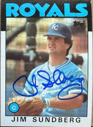 Jim Sundberg Signed 1986 Topps Baseball Card - Kansas City Royals #245