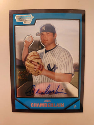 Joba Chamberlain Signed 2007 Bowman Chrome Prospects Baseball Card - New York Yankees #BC236 AU