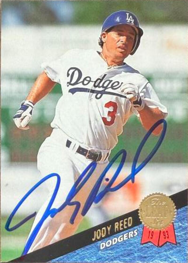 Jody Reed Signed 1993 Leaf Baseball Card - Los Angeles Dodgers #299