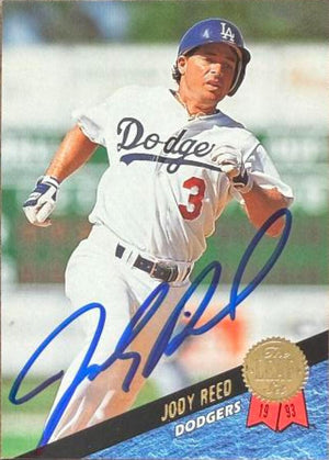Jody Reed Signed 1993 Leaf Baseball Card - Los Angeles Dodgers #299