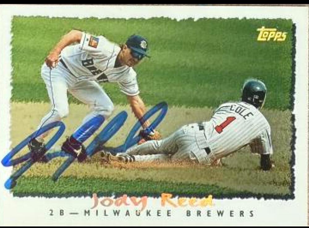 Jody Reed Signed 1995 Topps Cyberstats Baseball Card - Milwaukee Brewers #218