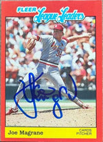 Joe Magrane Signed 1989 Fleer League Leaders Baseball Card - St Louis Cardinals
