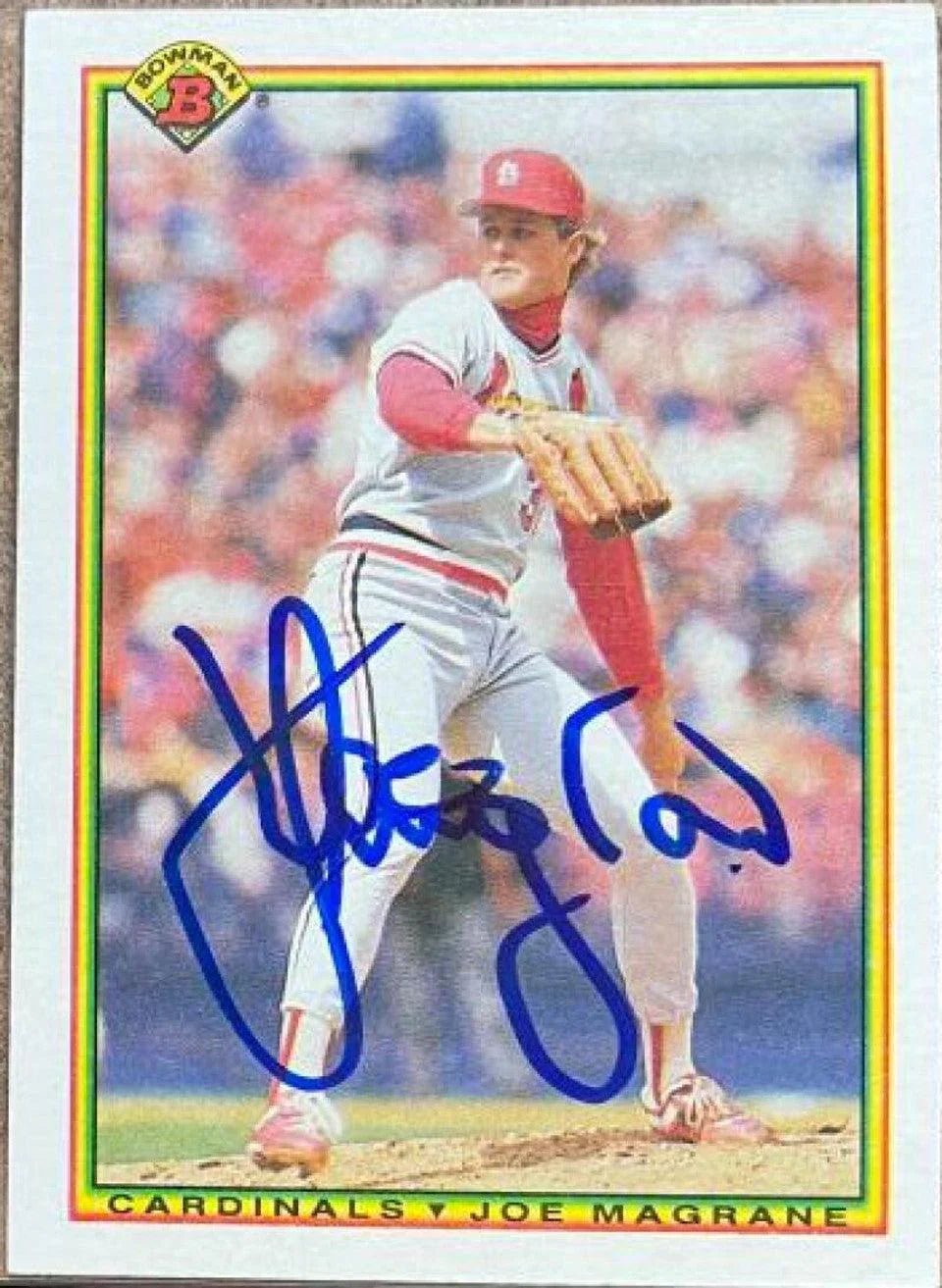 Joe Magrane Signed 1990 Bowman Baseball Card - St Louis Cardinals