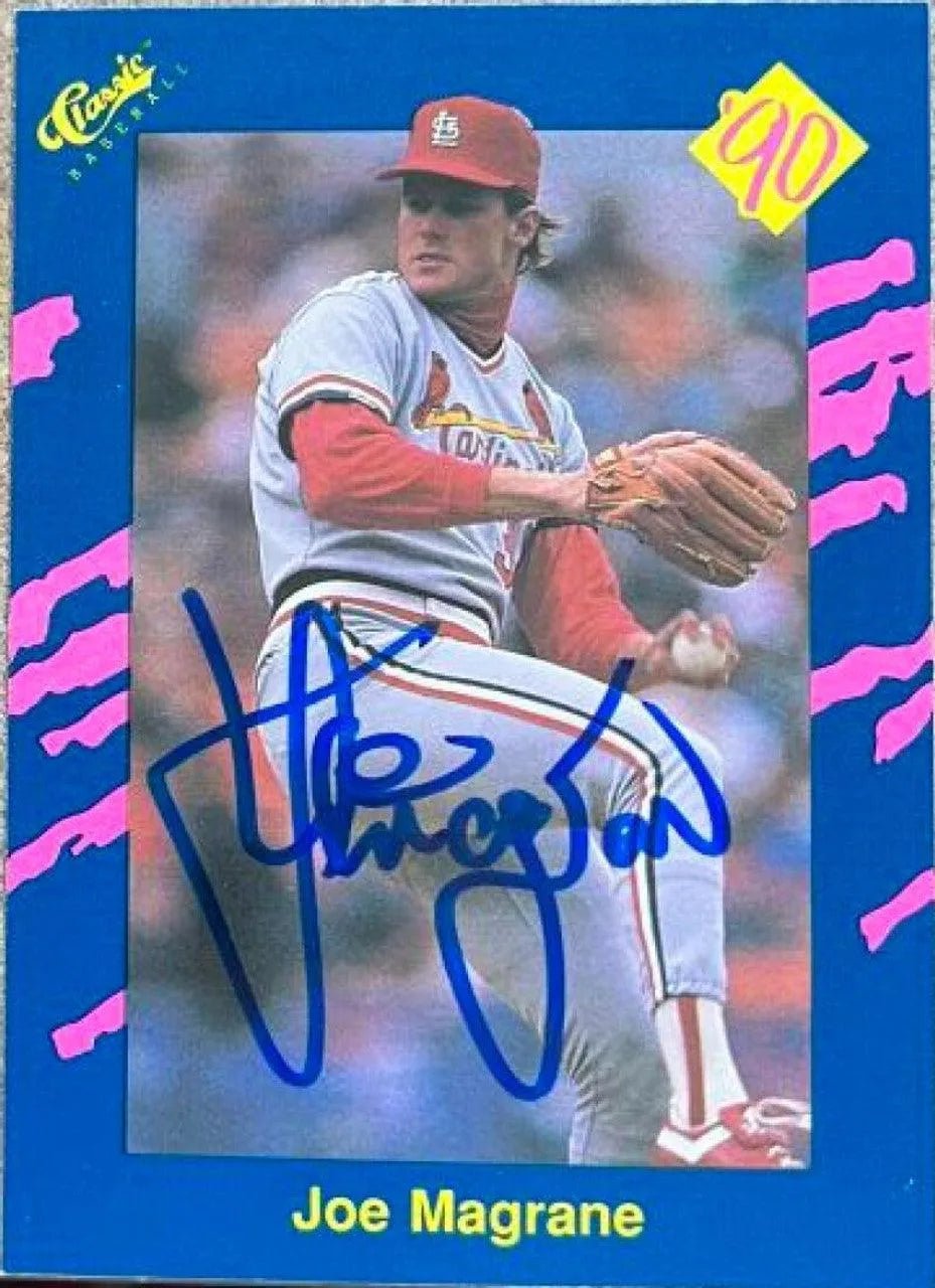 Joe Magrane Signed 1990 Classic Blue Baseball Card - St Louis Cardinals