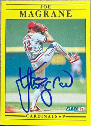 Joe Magrane Signed 1991 Fleer Baseball Card - St Louis Cardinals